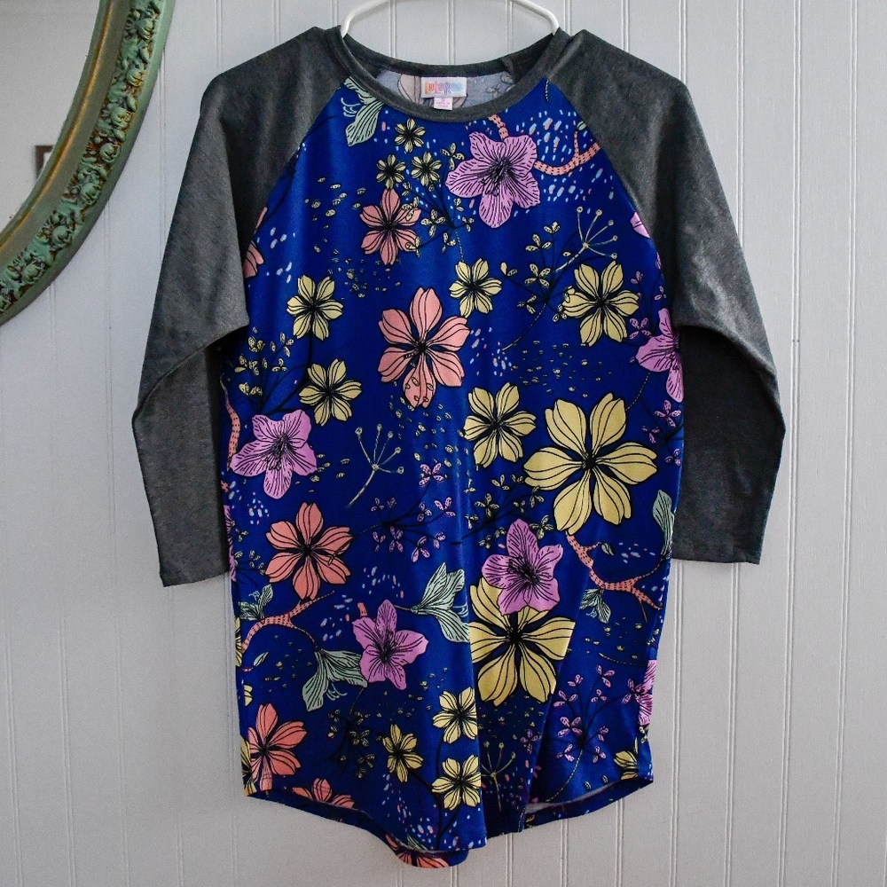 Navy & Floral LuLaRoe Randy Baseball T-Shirt